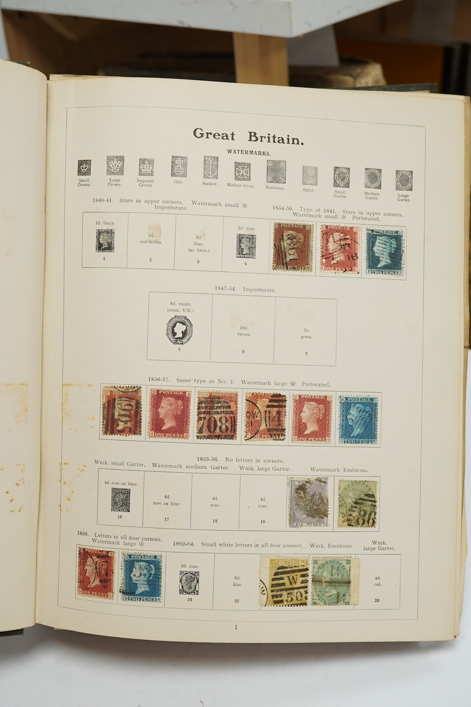 Three Edwardian and later stamp albums, The Grafton Stamp Album, containing a good selection of British stamps from 1841 to 1978, including Two Pence blue, 1840s/50s Penny Reds, Victoria Army Official, a substantial run